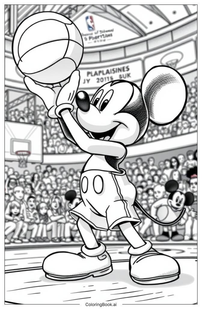  Mickey's Shooting Practice Coloring Page 