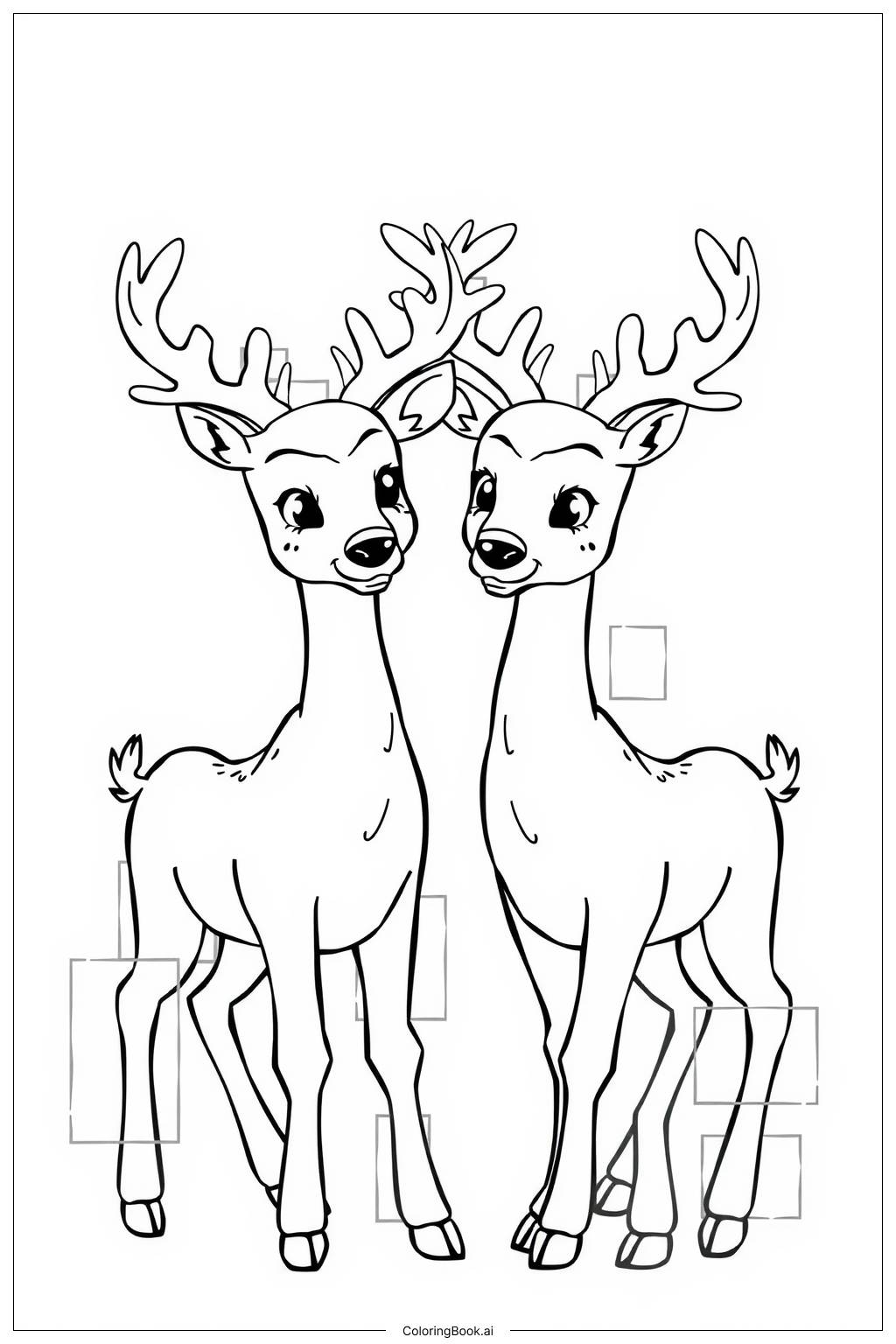  Adult Buck Deer Battle Coloring Page 