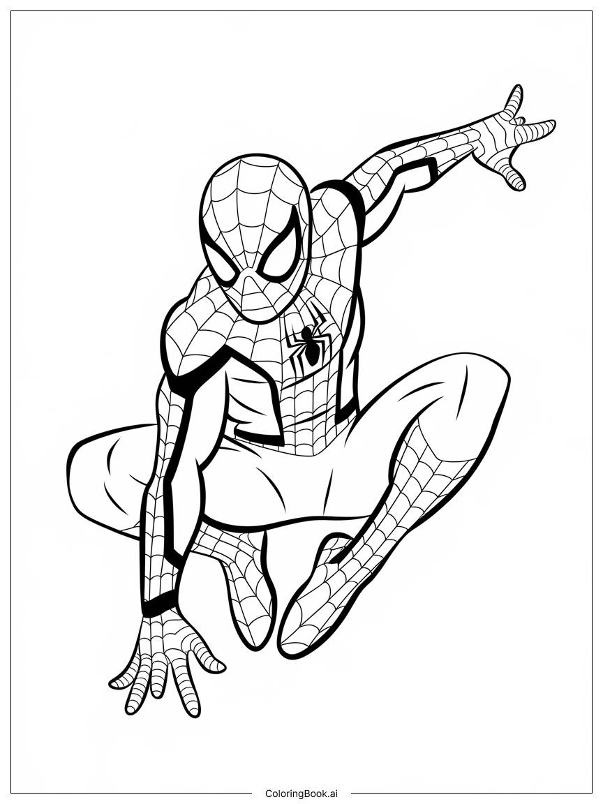  Página para colorear de Páginas para Colorear de Spider-Man en Pose Clásica 