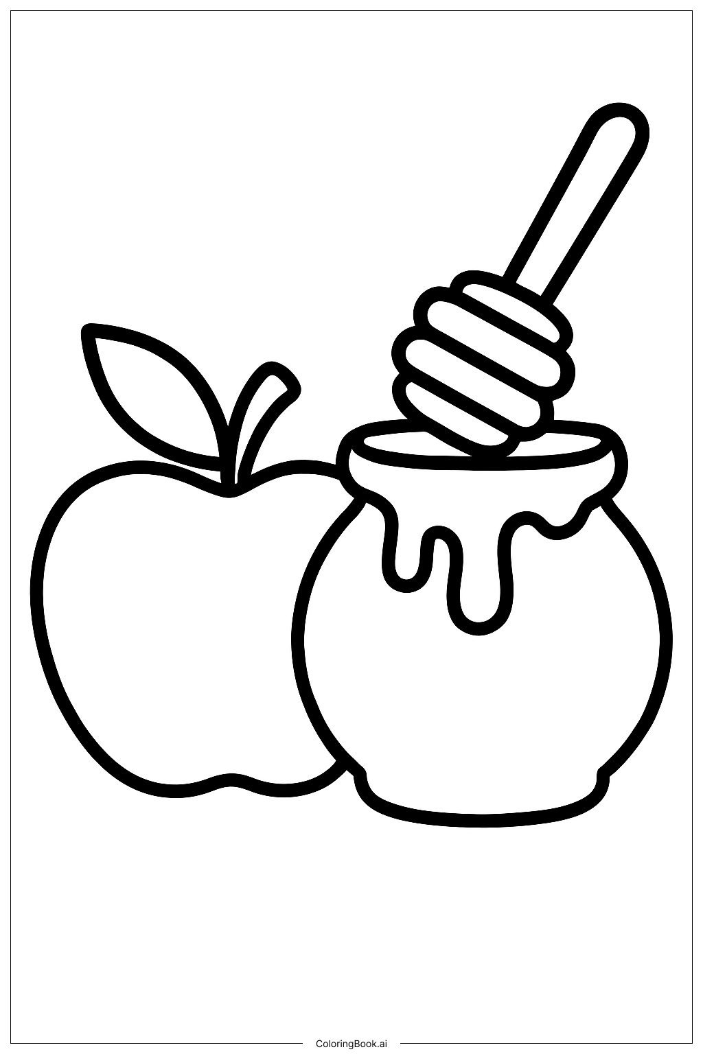  Rosh Hashanah Apple And Honey Pot著色頁 