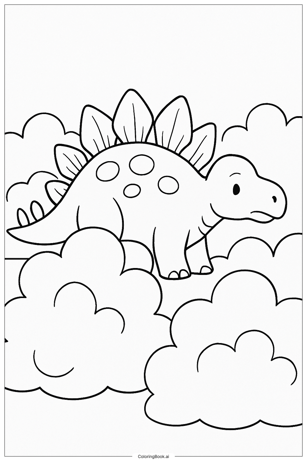 Stegosaurus, der sich hinter Büschen versteckt Ausmalseite