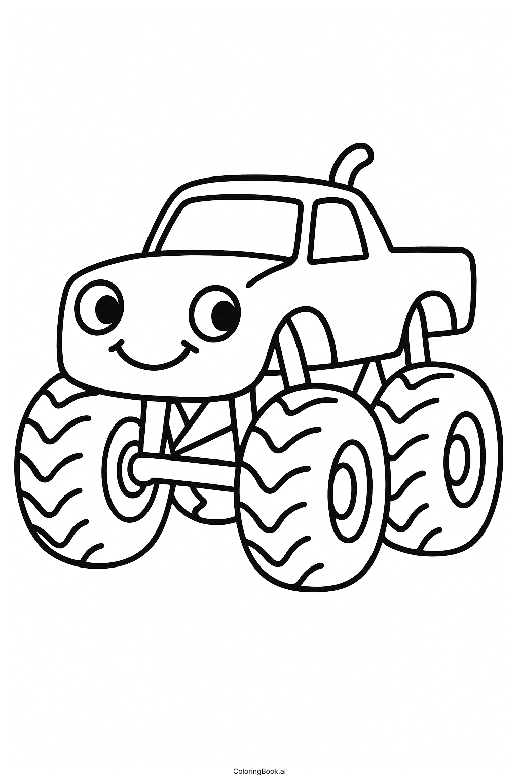  ハッピーモンスタージャムトラックのキャラクターの塗り絵ページ 