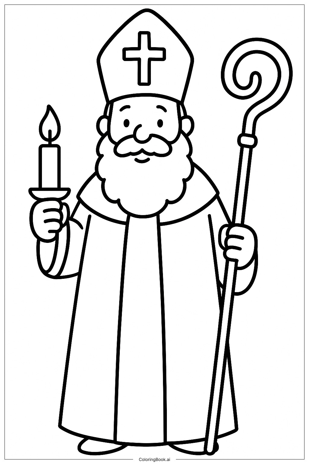 촛불을 든 성 니콜라스 색칠공부 페이지