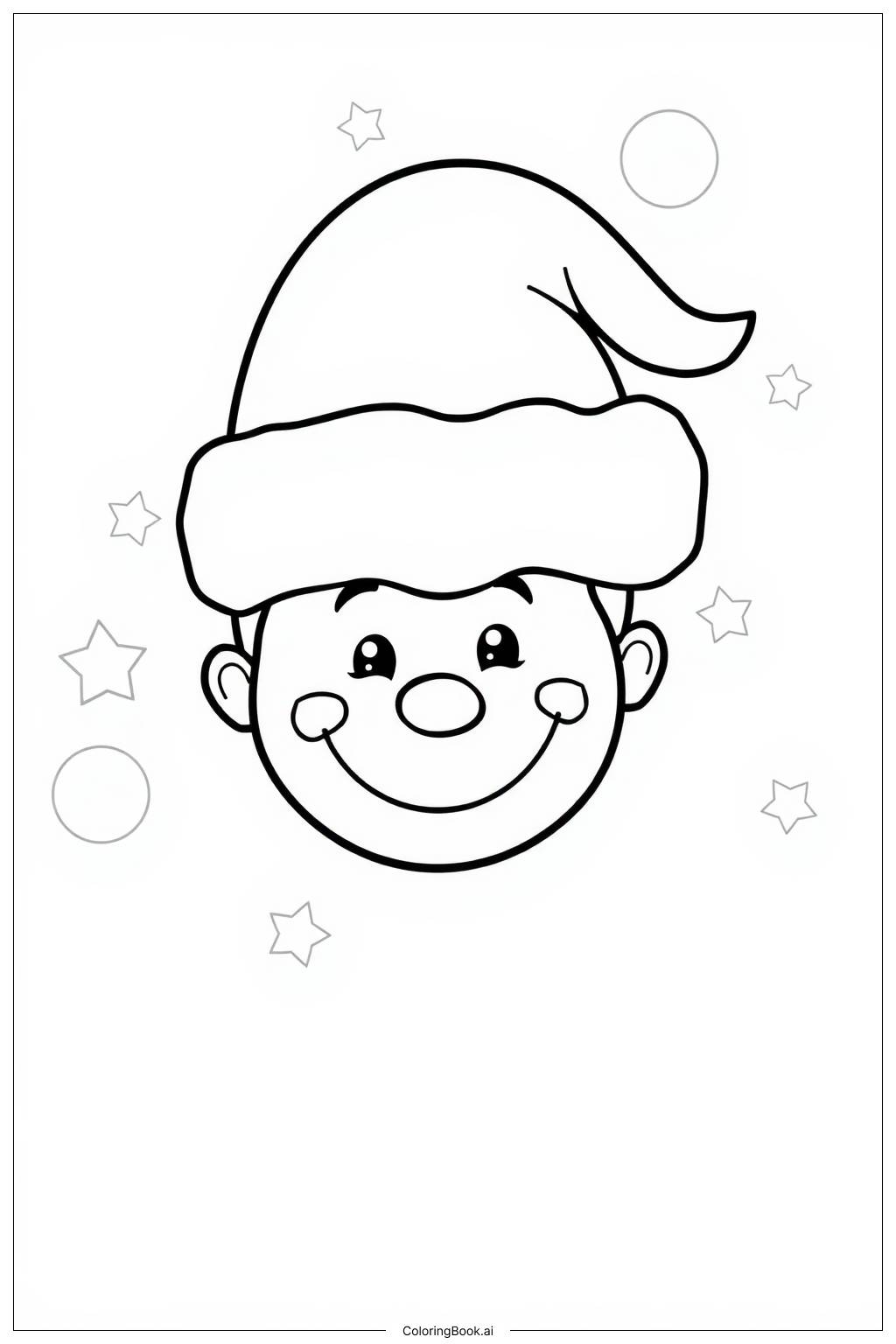  Página para colorir de sorriso com gorro de papai noel 