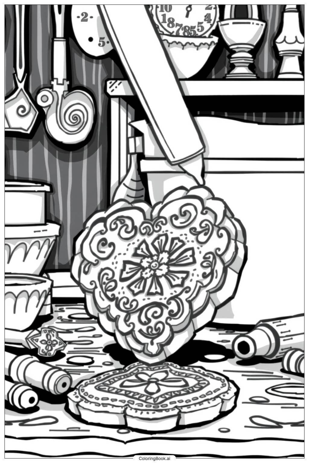  Page de coloriage Cookies en forme de cœur 