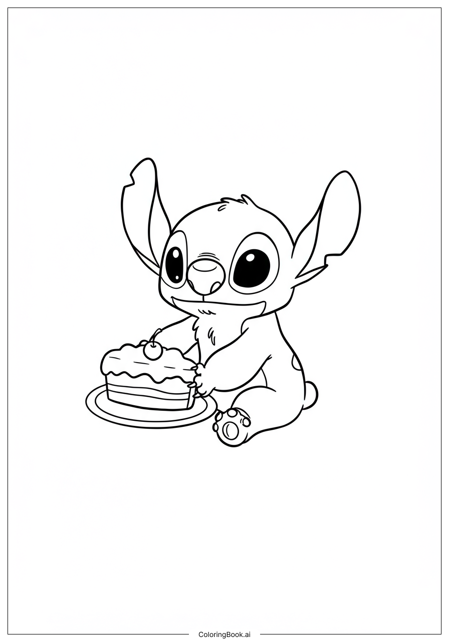  Página para colorear de Stitch soplando las velas 