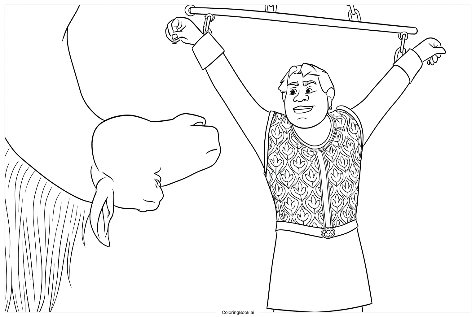 Página para colorear de Shrek y Burro