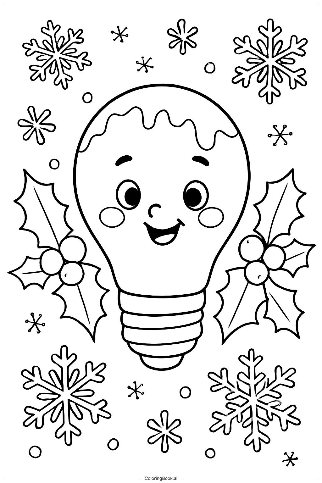  서리 낀 크리스마스 전구 색칠공부 페이지 