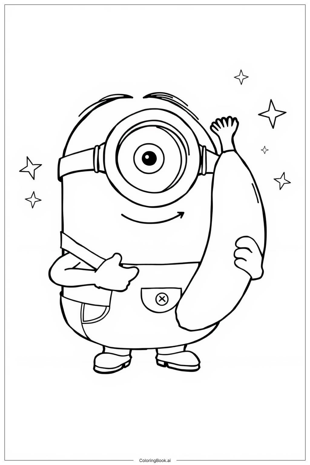  minion holding a banana Coloring Page 