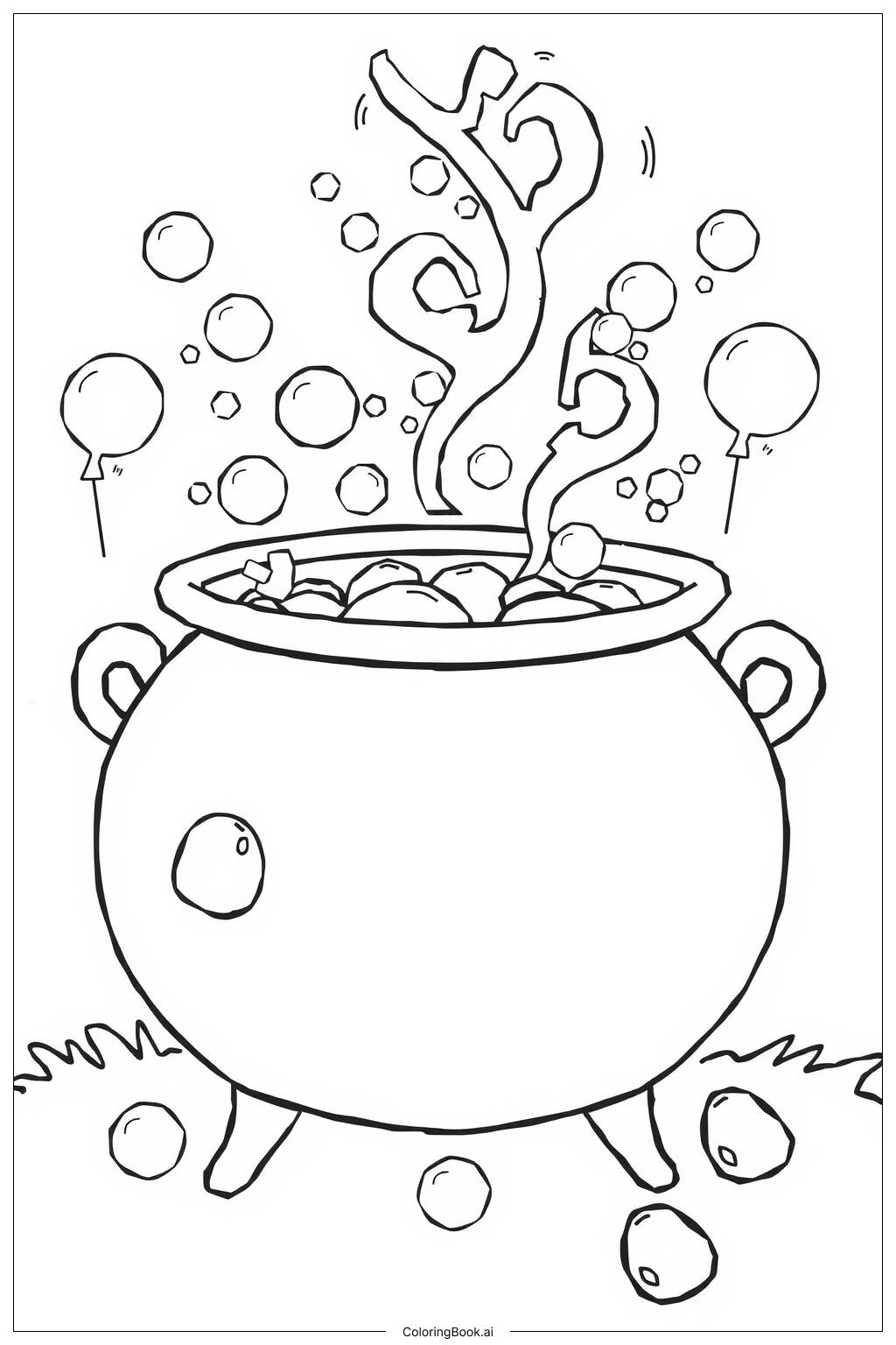  Page de coloriage breuvage de chaudron de sorcière 