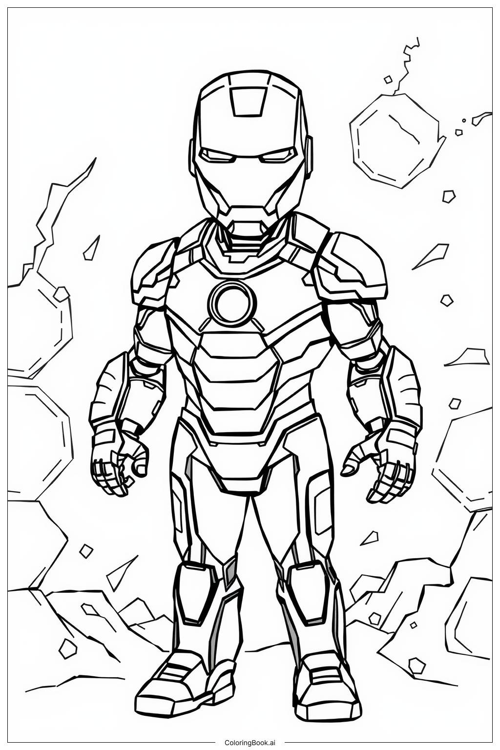  Page de coloriage Iron Man dans son costume Mark 85 