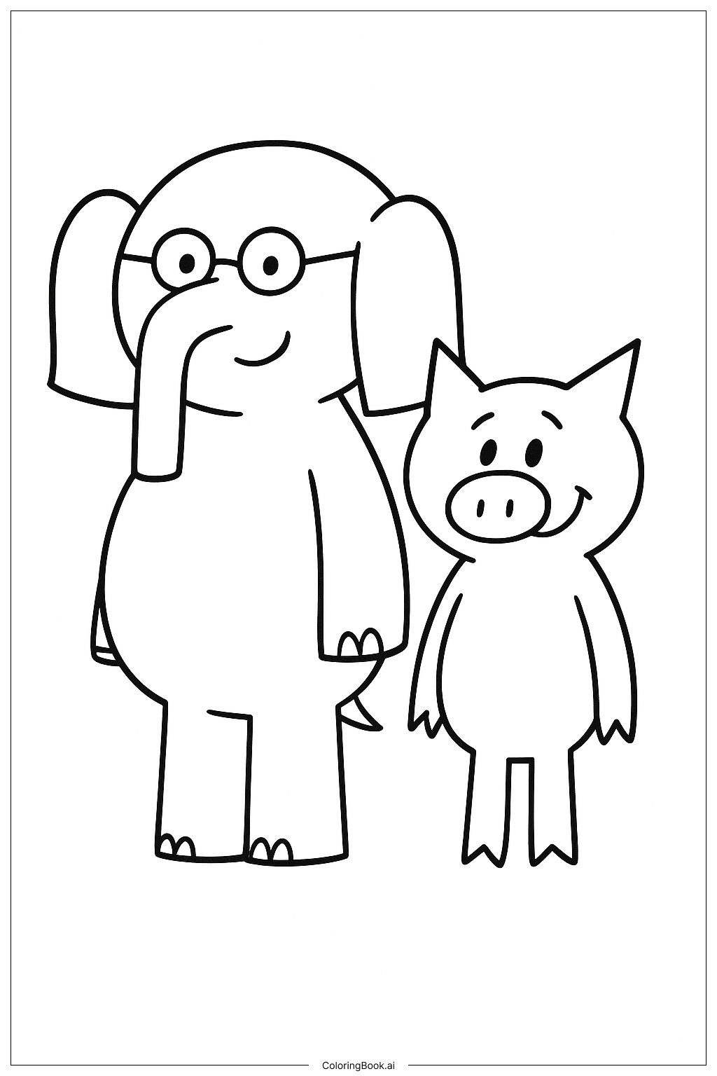  Elephant and Piggie Friends Coloring Page 