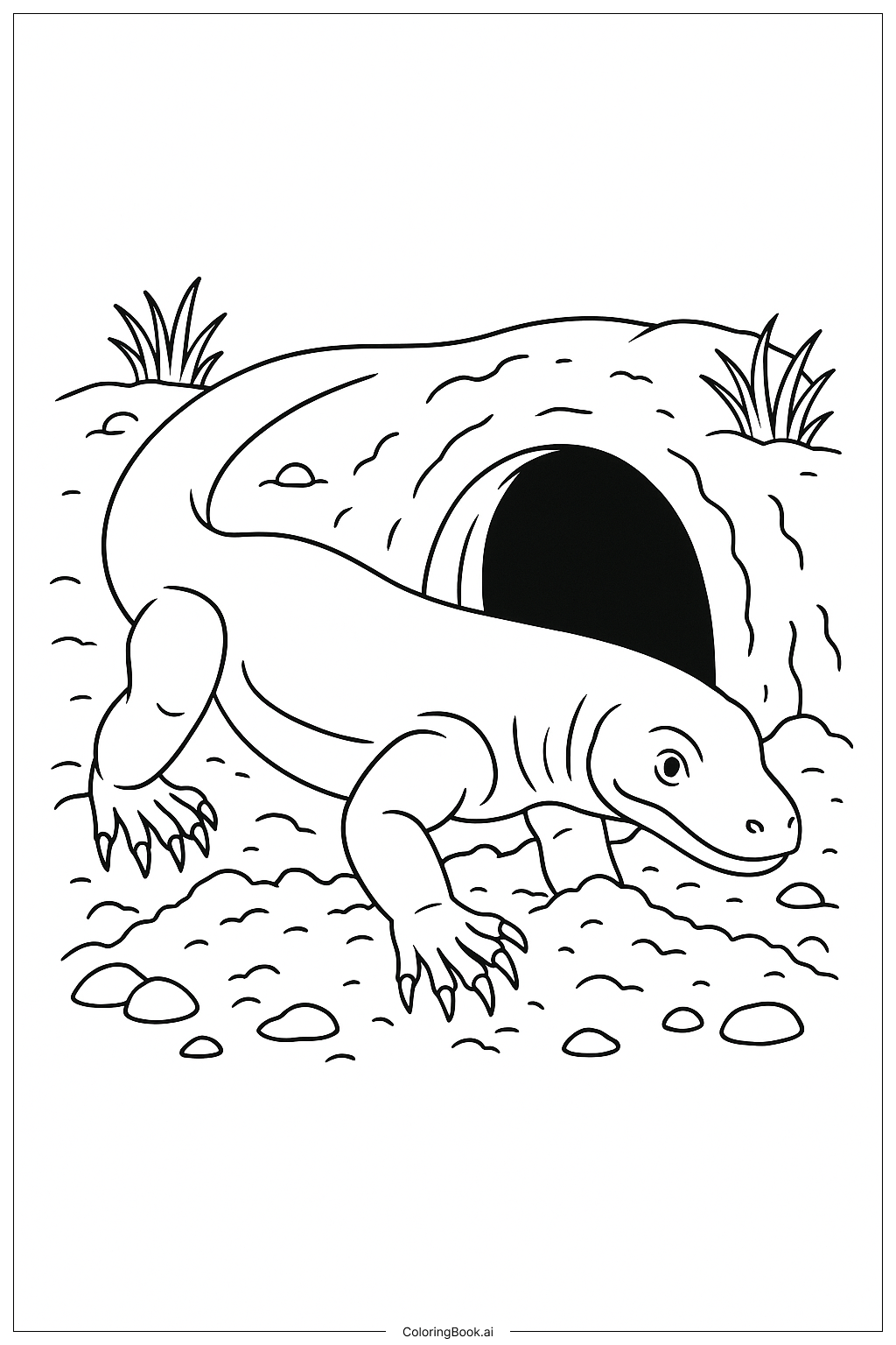  Komodowaran gräbt einen Bau Ausmalseite 