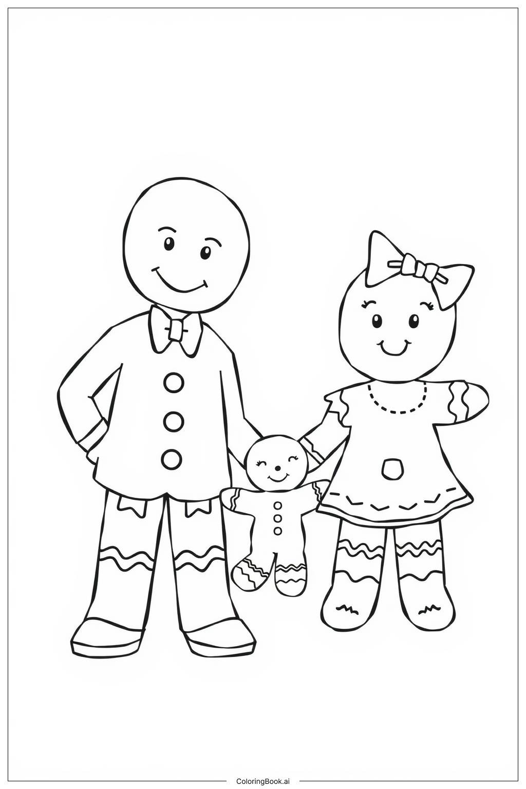  Happy Gingerbread Family Coloring Page 