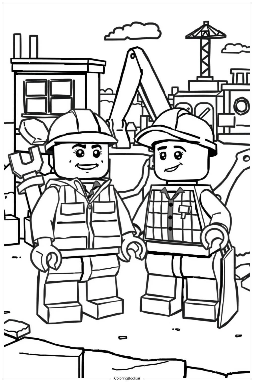  Lego Duplo Construction Site with Vehicles Coloring Page 