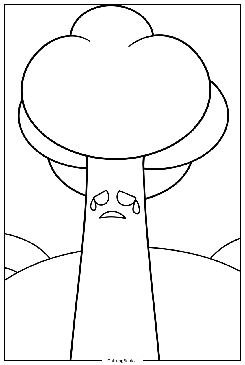 Page de coloriage Sprunki le Gardien Brocoli Pleure son Jardin Perdu