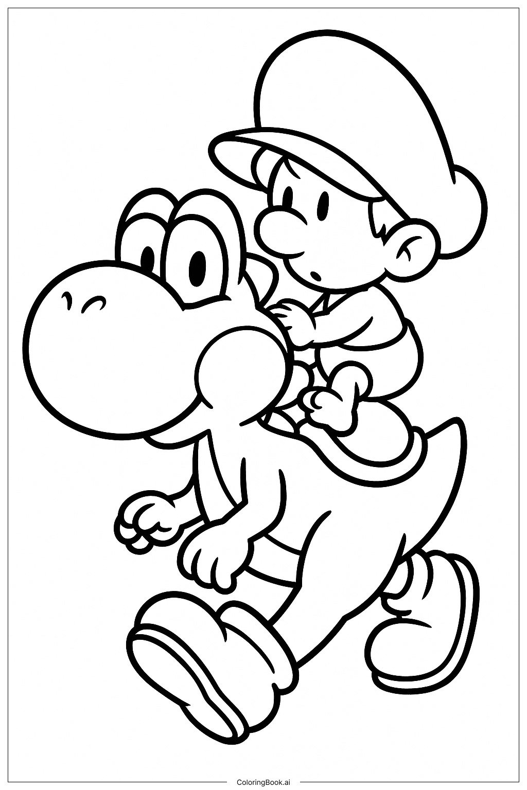  Yoshi Carrying Baby Mario Coloring Page 