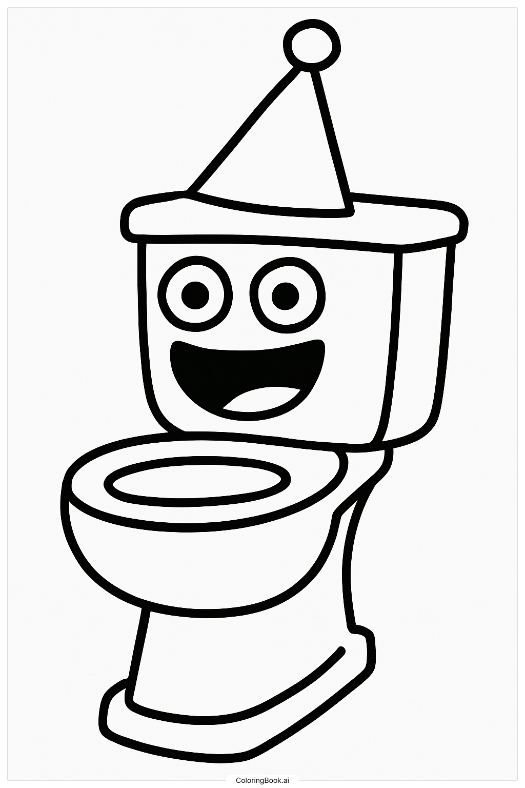  Page de coloriage Toilette Skibidi avec un chapeau de fête 