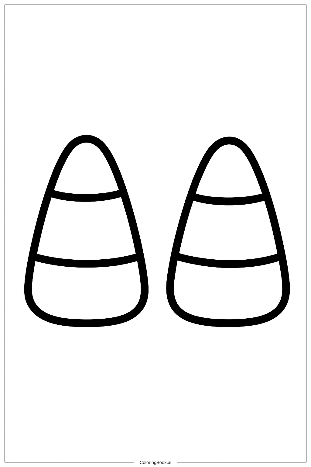  2つのキャンディコーン（並べて）の塗り絵ページ 