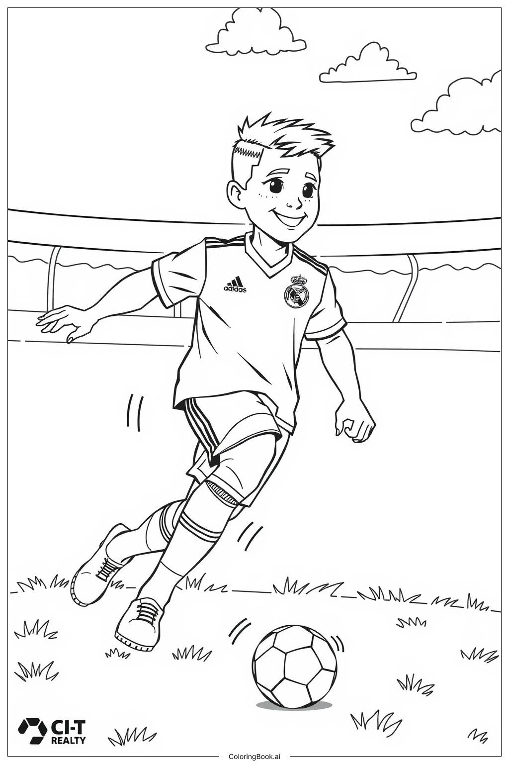  Ronaldo in Action on the Soccer Field Coloring Page 