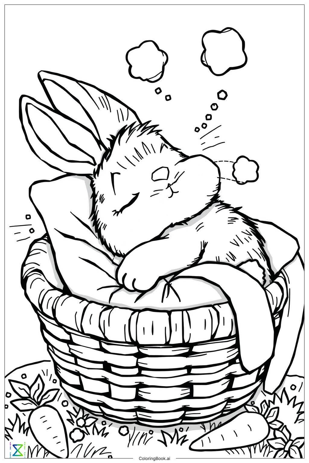  Sleeping Bunny-2 Coloring Page 