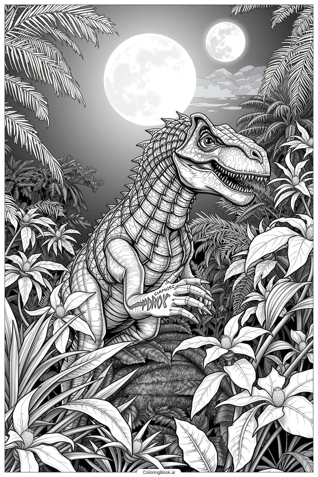  Jurassic World Indoraptor in the Night Coloring Page 