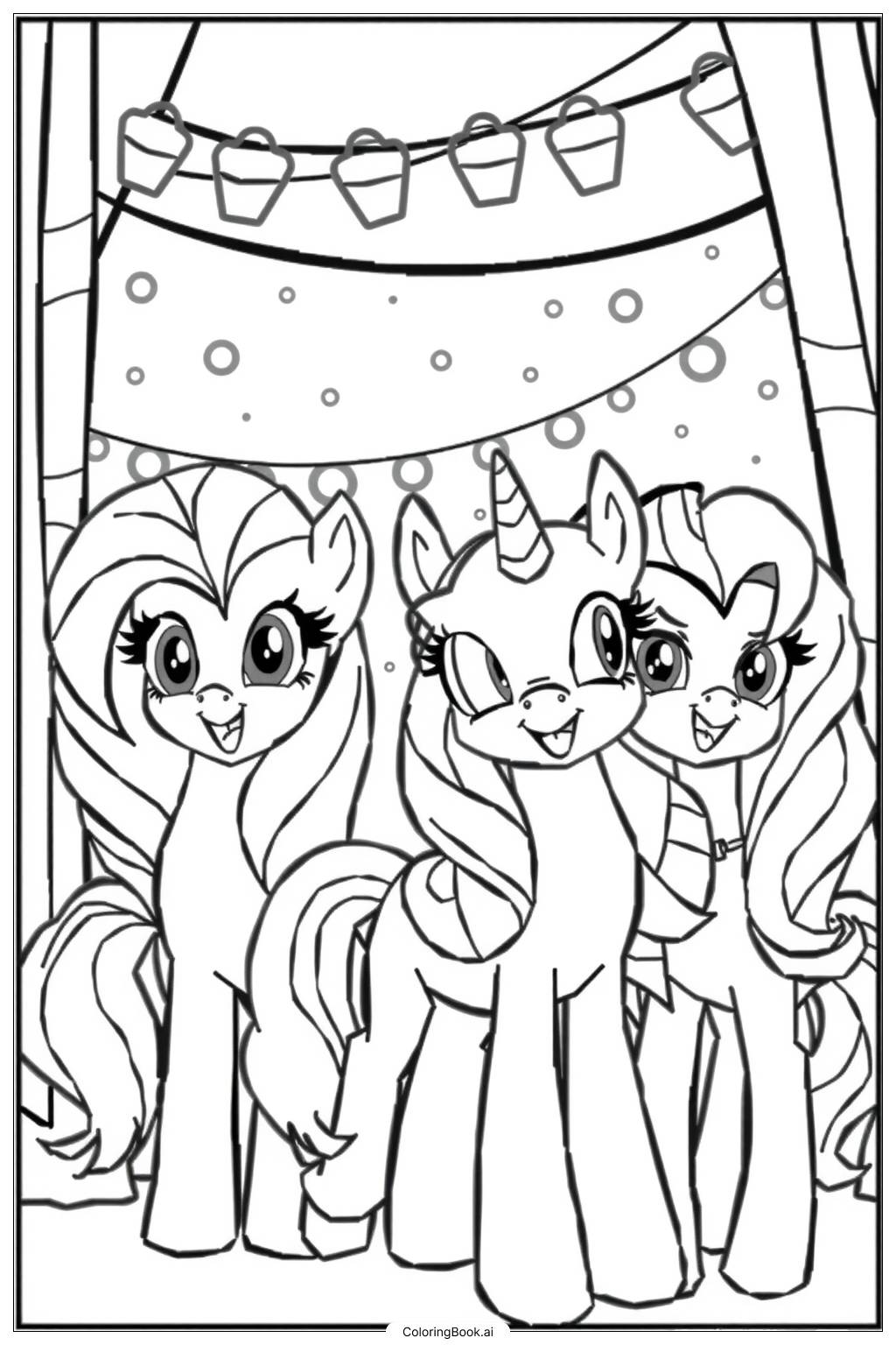  My Little Pony Friendship Festival with All Ponies Coloring Page 