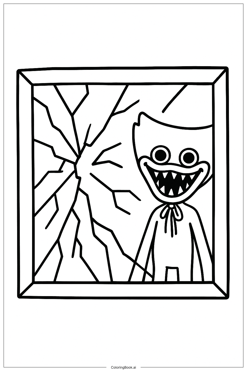  Poppy Playtime Broken Window With Cracks Coloring Page 