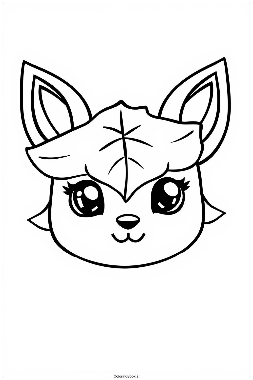  Página para colorear de Cara de Leafeon 