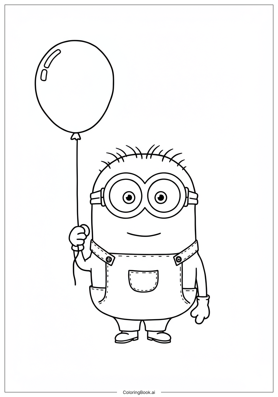  Minion Holding Balloon Coloring Page 