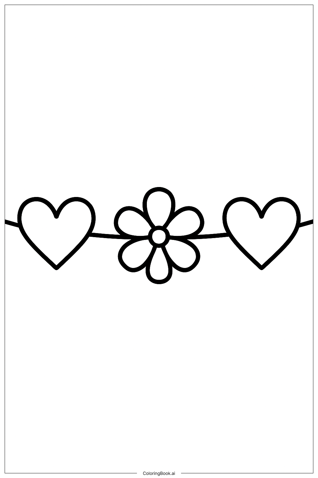  A Simple Banner Of Hearts and Flowers Coloring Page 