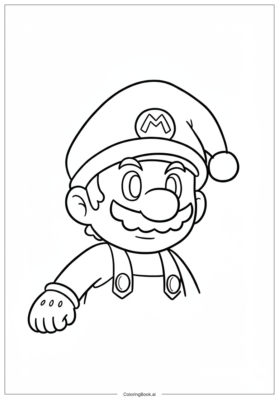  Mario Wearing Christmas Hat Coloring Page 