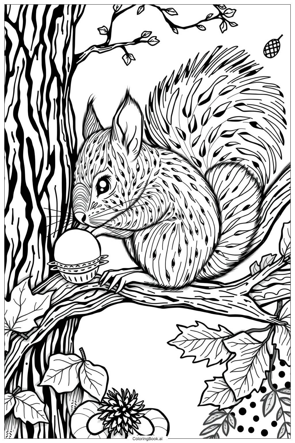  Squirrel and the Changing Seasons Coloring Page 