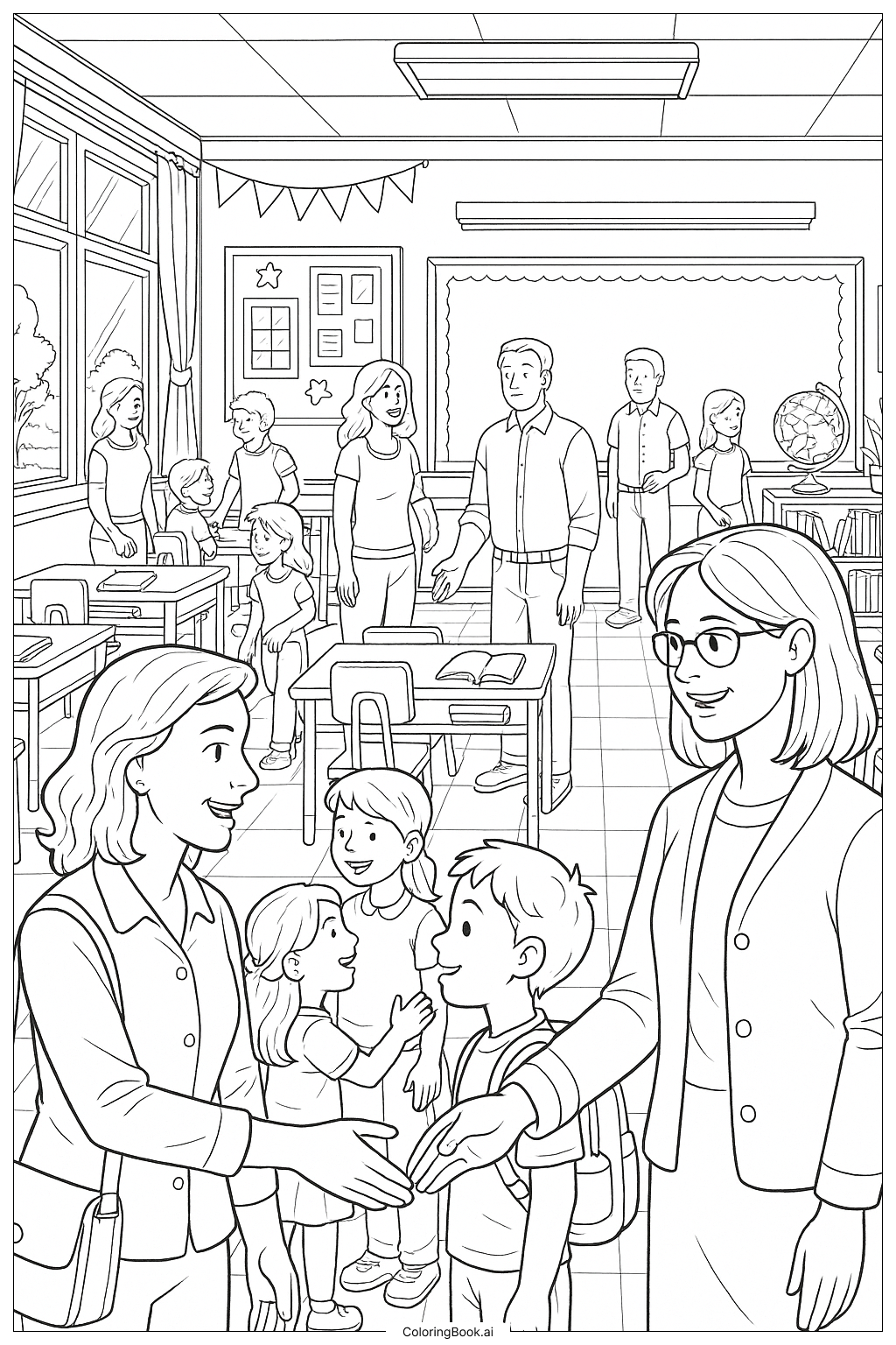  Parents Meeting The Teacher Back To School Coloring Page 