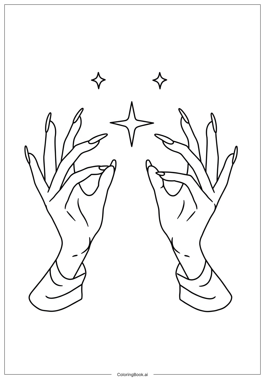  万圣节魔法施法之手填色页 