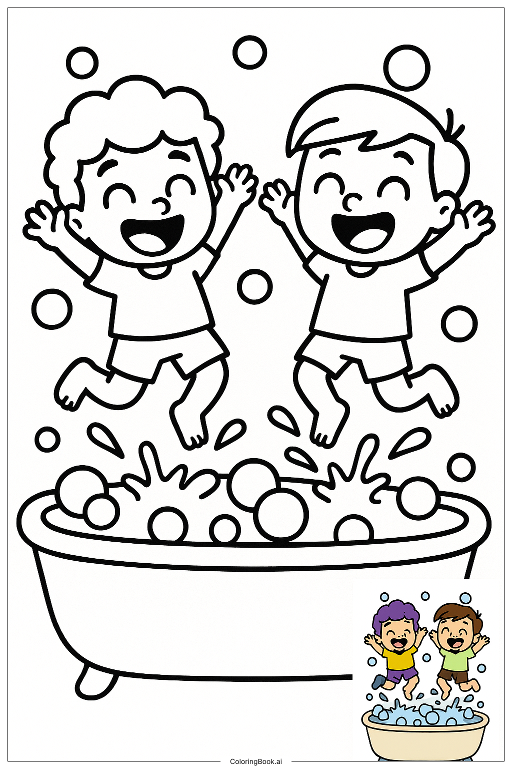  Lankybox Friends Jumping in Bubble Bath Coloring Page 