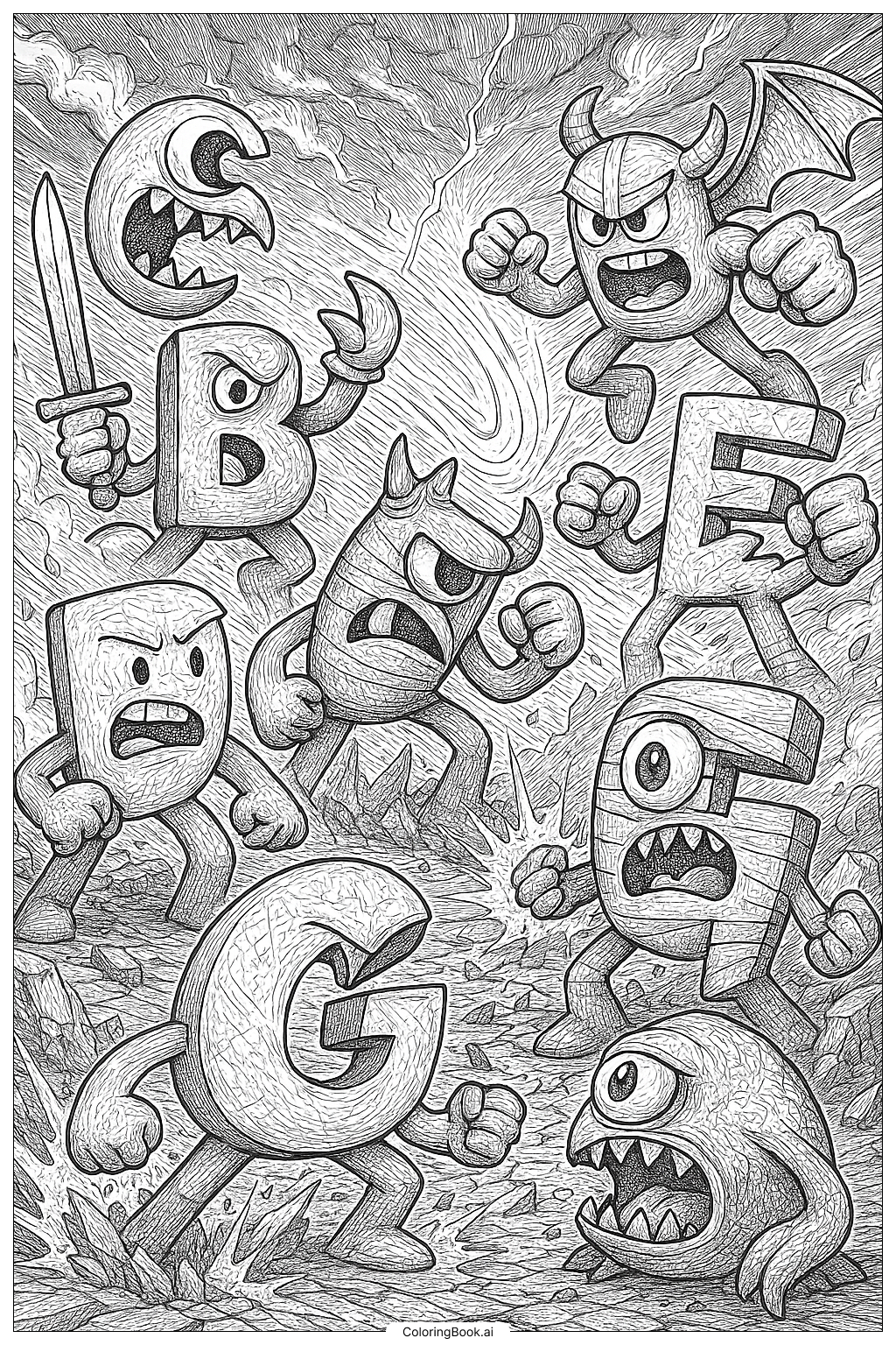 Alphabet Lore The Grand Finale Battle Coloring Page