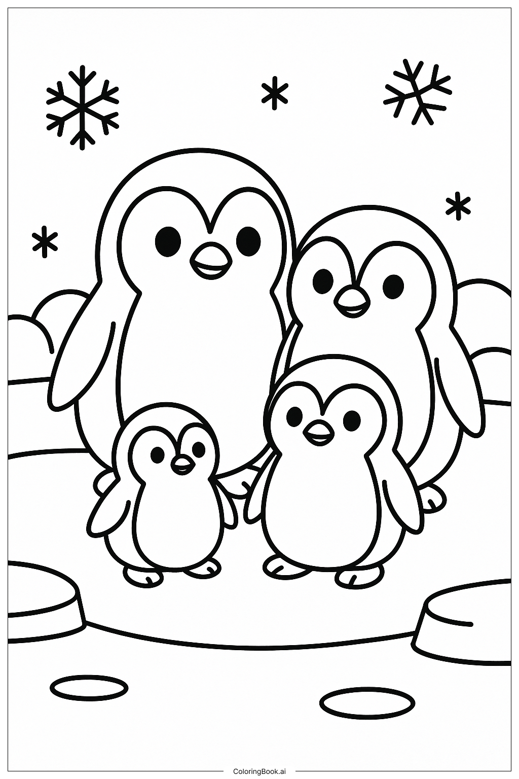一個 Adopt Me 企鵝家庭著色頁