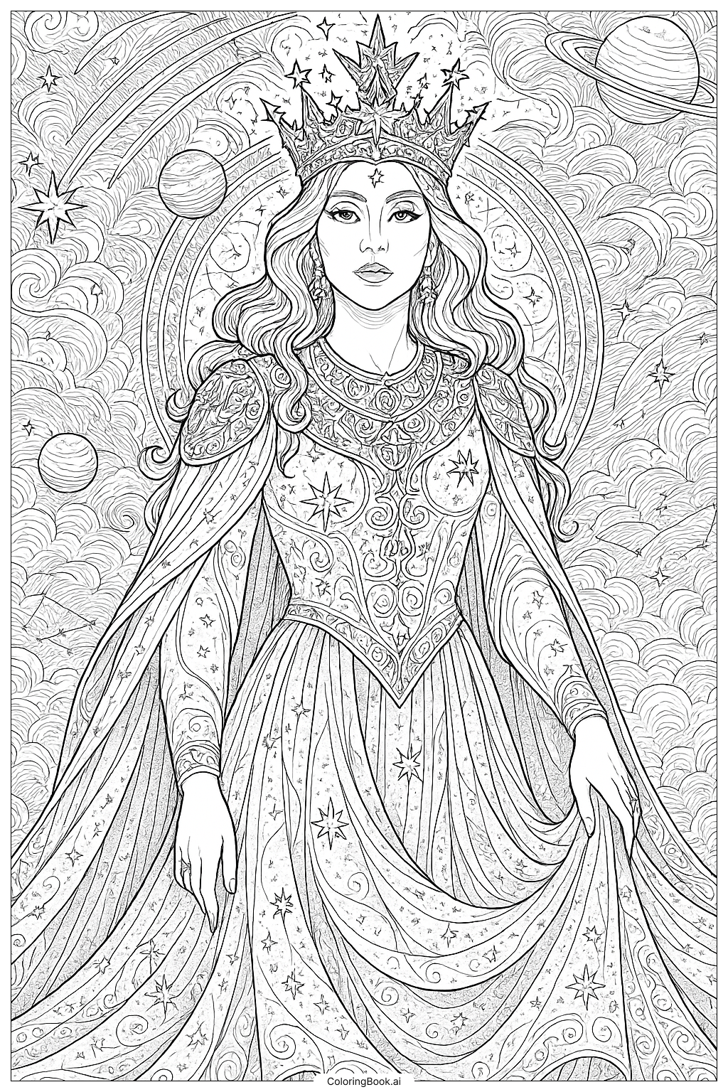  Lady Gaga As A Celestial Queen Coloring Page 