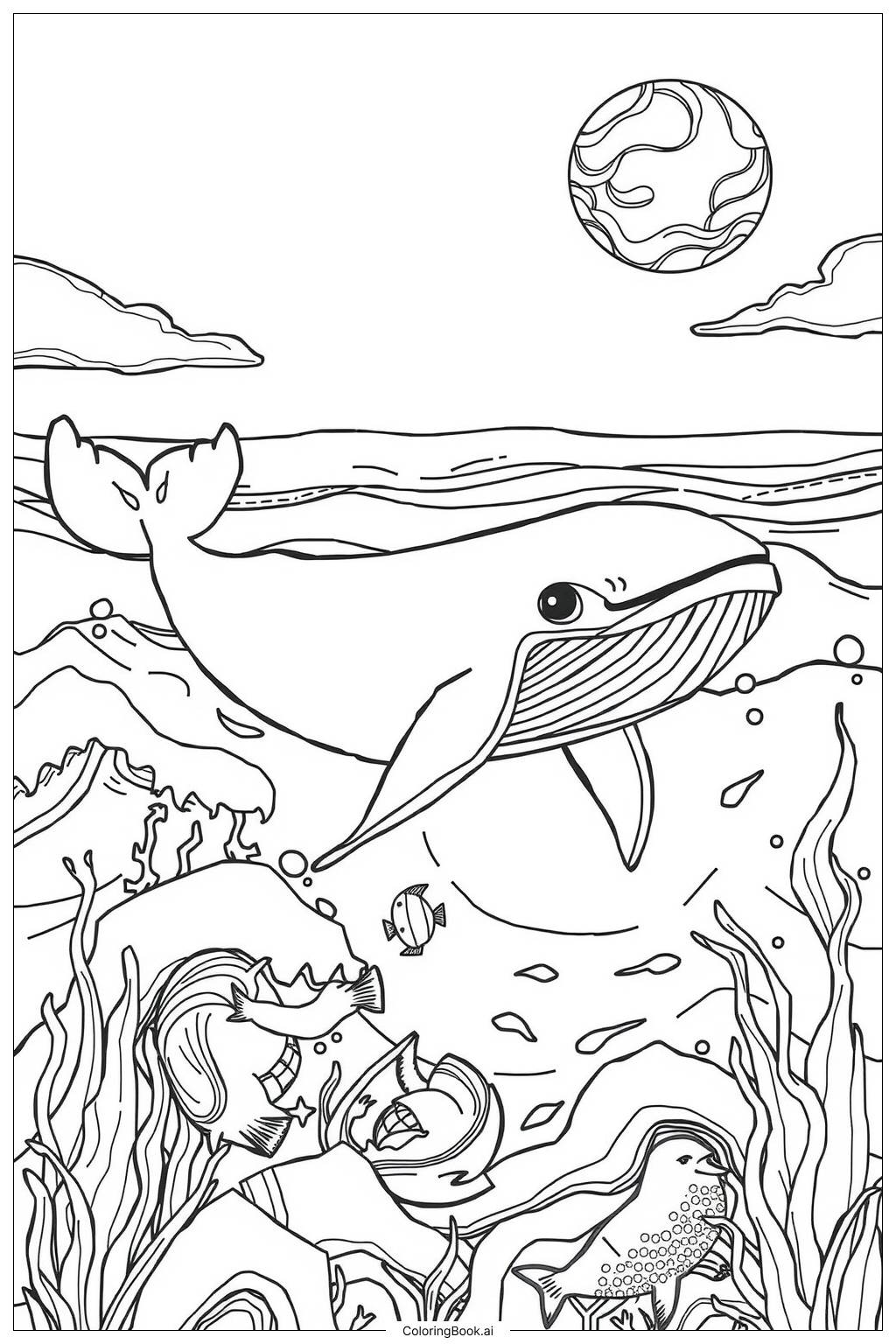  Page de coloriage Baleine à bosse sautant-2 