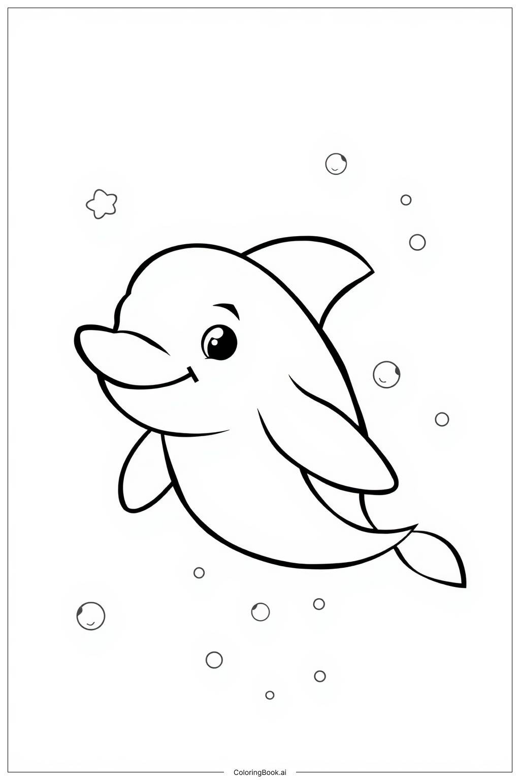  A Dolphin's Journey Through the Ocean Coloring Page 