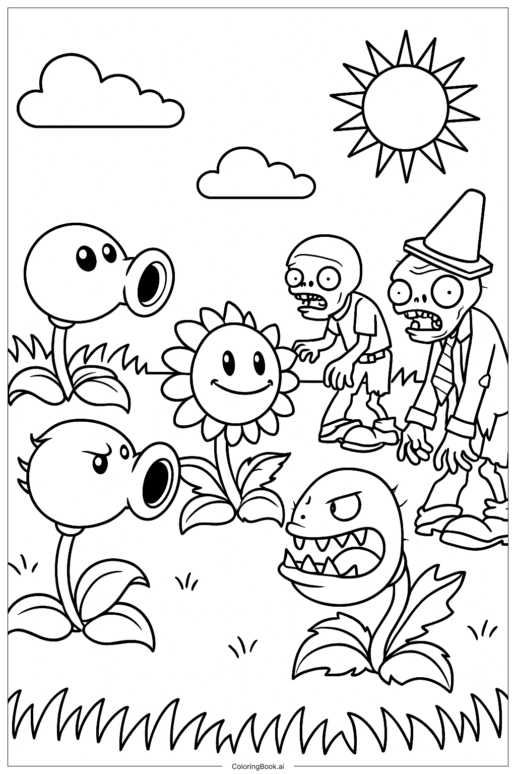  Página para colorir de Plants Vs Zombies Garden Warfare 