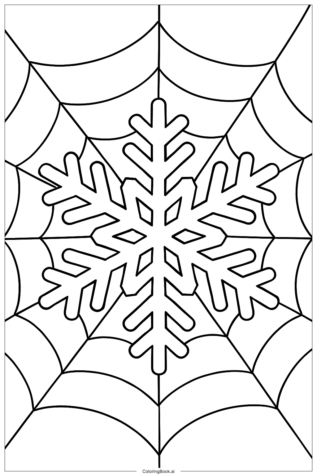  A Snowflake At The Center Of A Web Coloring Page 