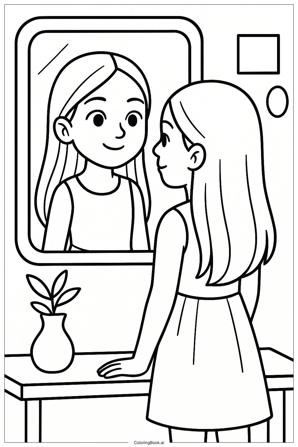  Olivia Rodrigo Looking Into A Mirror Coloring Page 