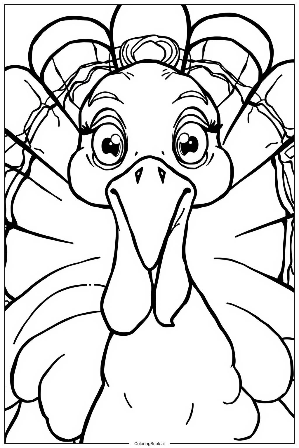  Happy Turkey Face-2 Coloring Page 