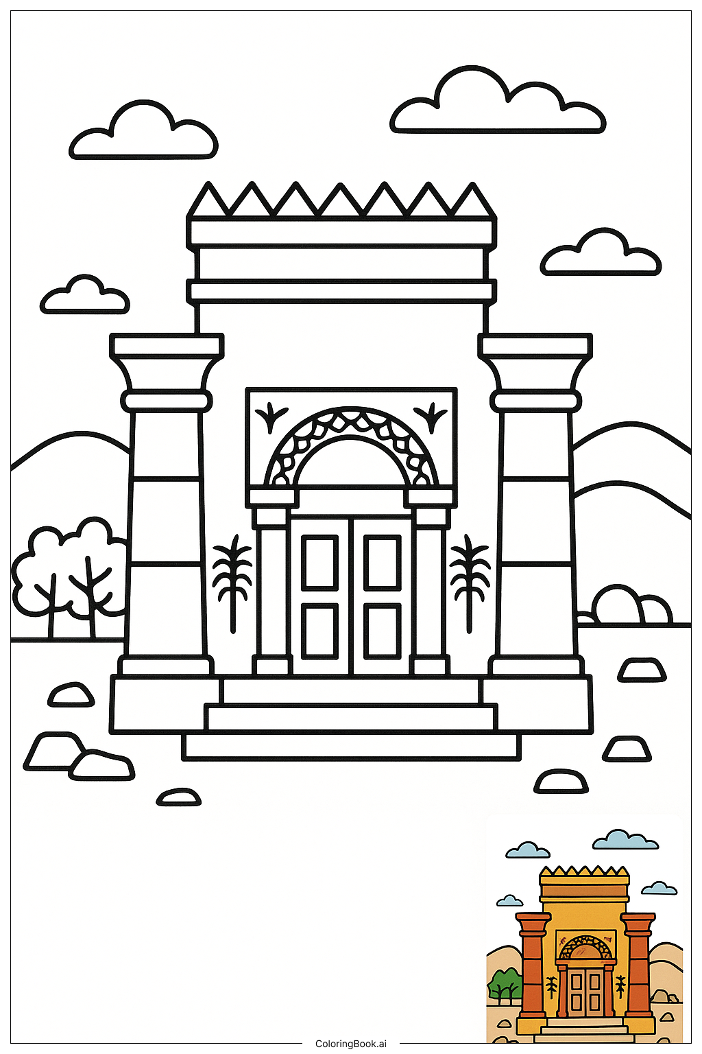  Bibel Salomo Tempel Design Ausmalseite 