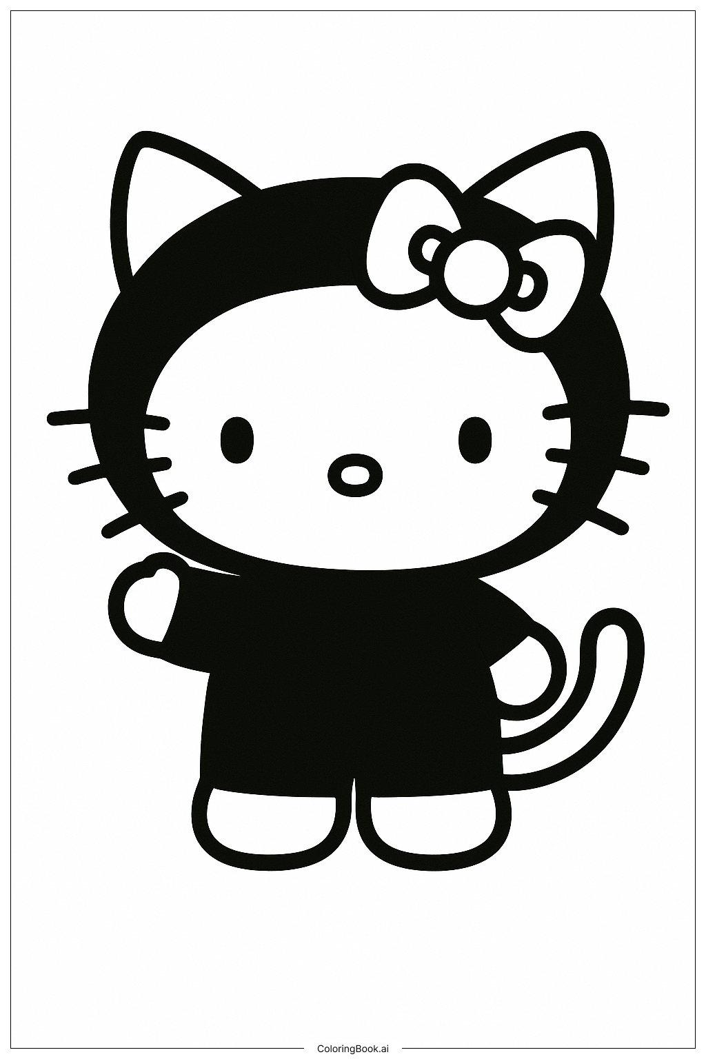  Trang tô màu Hello Kitty Mặc Trang Phục Mèo Đen 