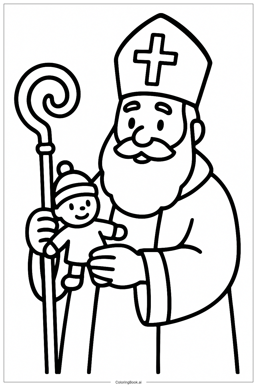 장난감을 든 성 니콜라스 색칠공부 페이지