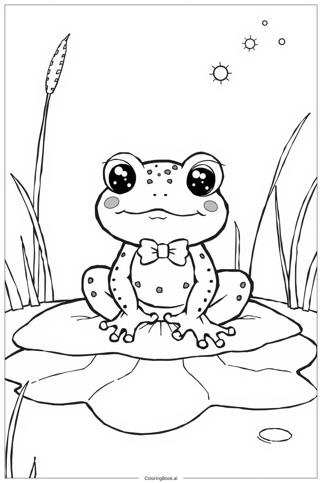  Kawaii Frog with a Smile-2 Coloring Page 