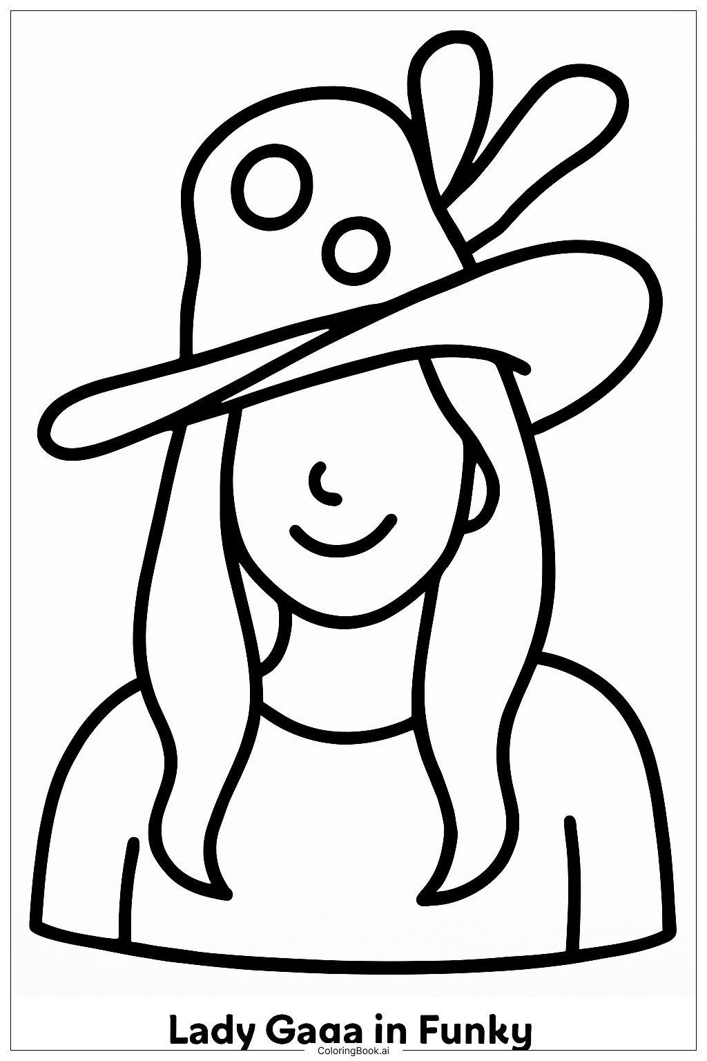  Lady Gaga In A Funky Hat Coloring Page 